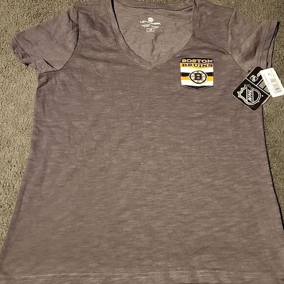 NHL Boston Bruins Women's Grey Pocket Tee - New - Picture 1 of 4